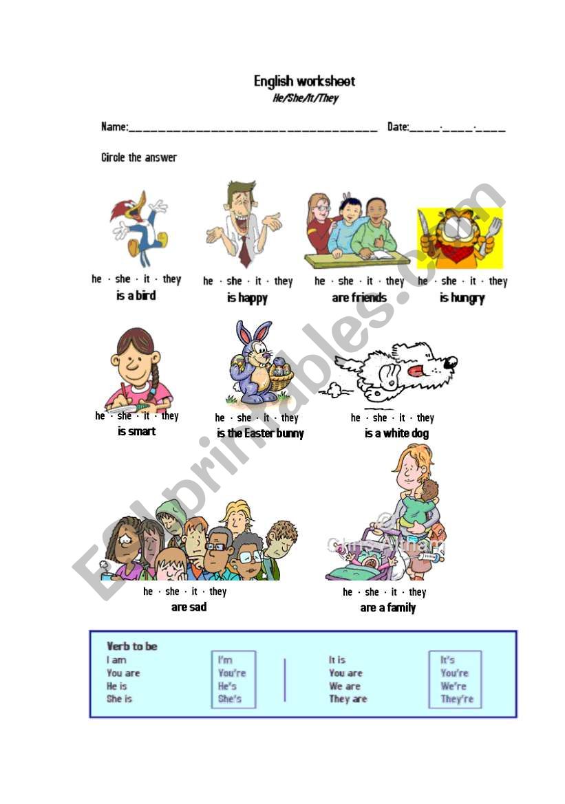 He/She/It/They worksheet