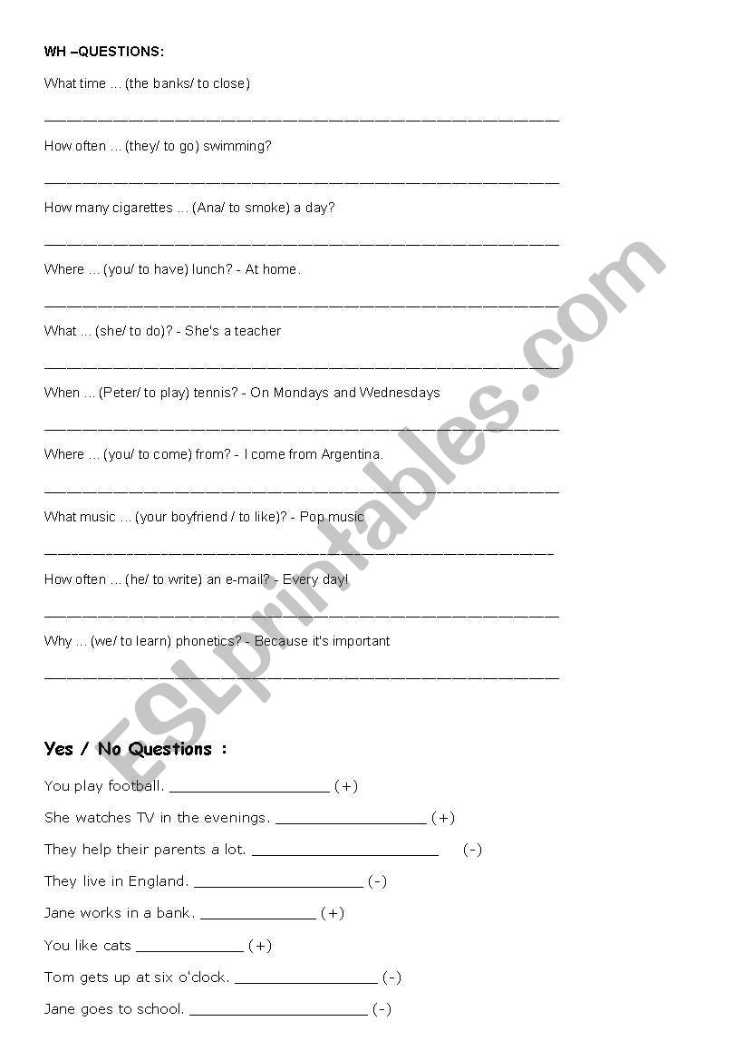 Simple Present worksheet