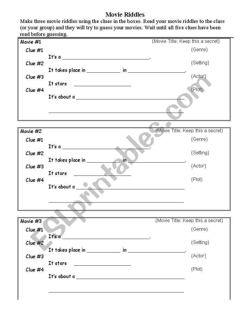 Movie Riddles worksheet