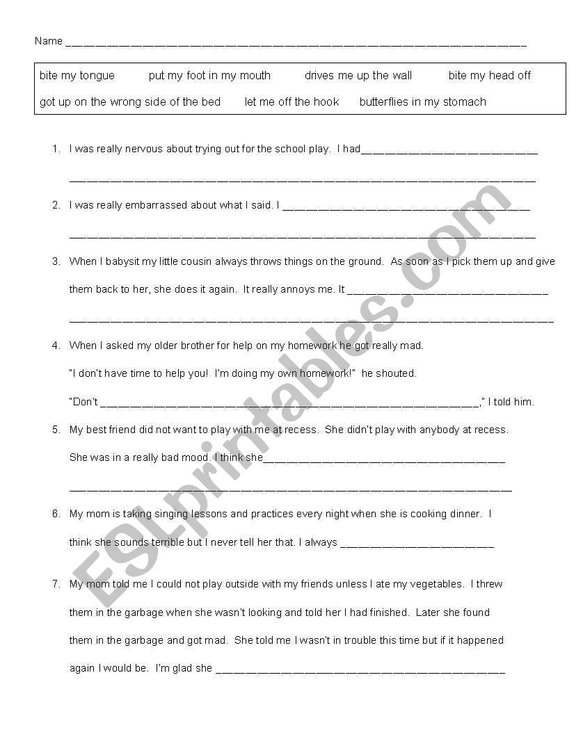 Idiom Assessment 2 worksheet