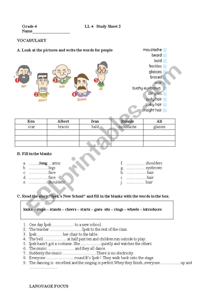 DESCRIBING PEOPLE worksheet