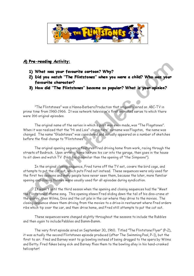 THE FLINTSTONES worksheet