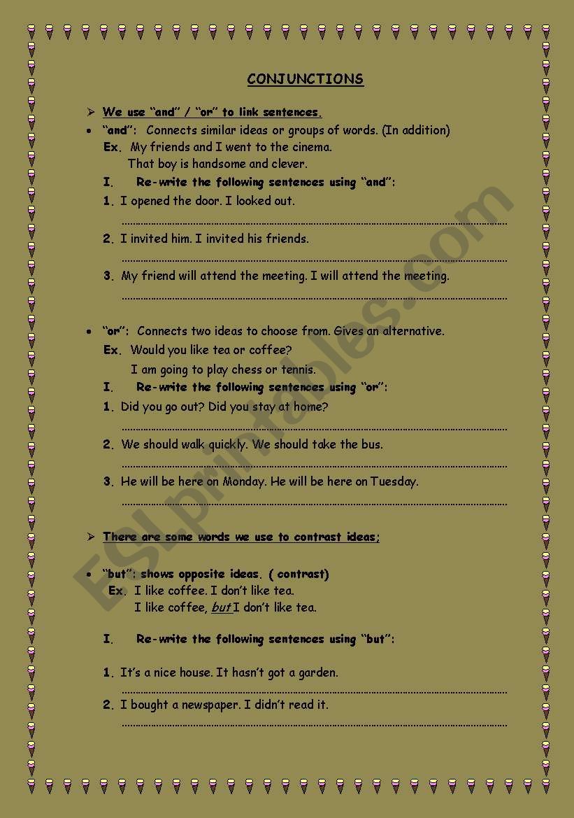 Conjunctions worksheet