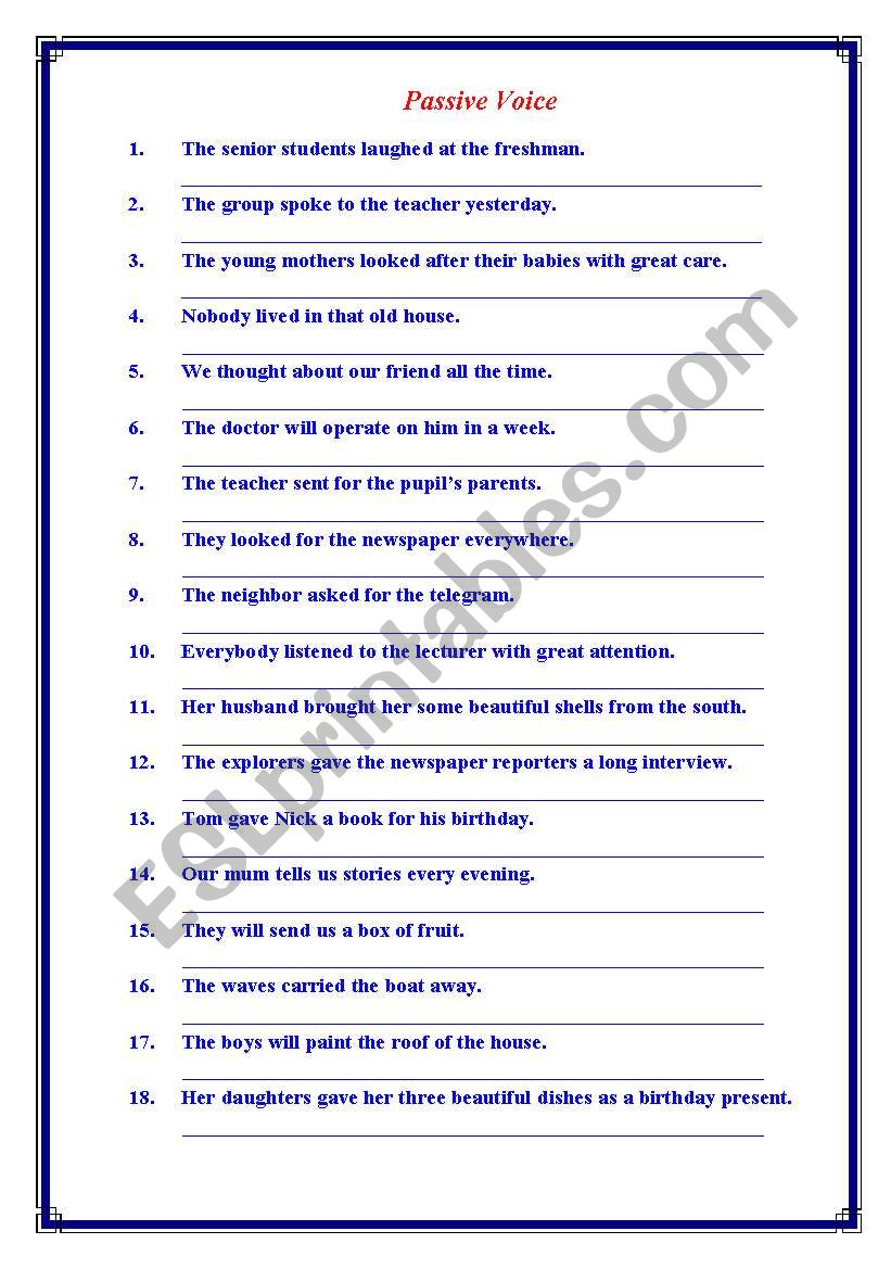 Passive Voice worksheet