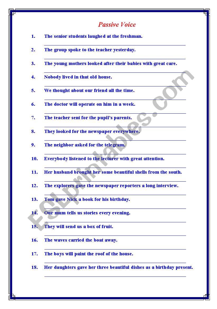 Passive Voice worksheet