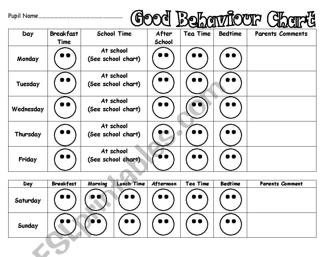 Behaviour Chart worksheet