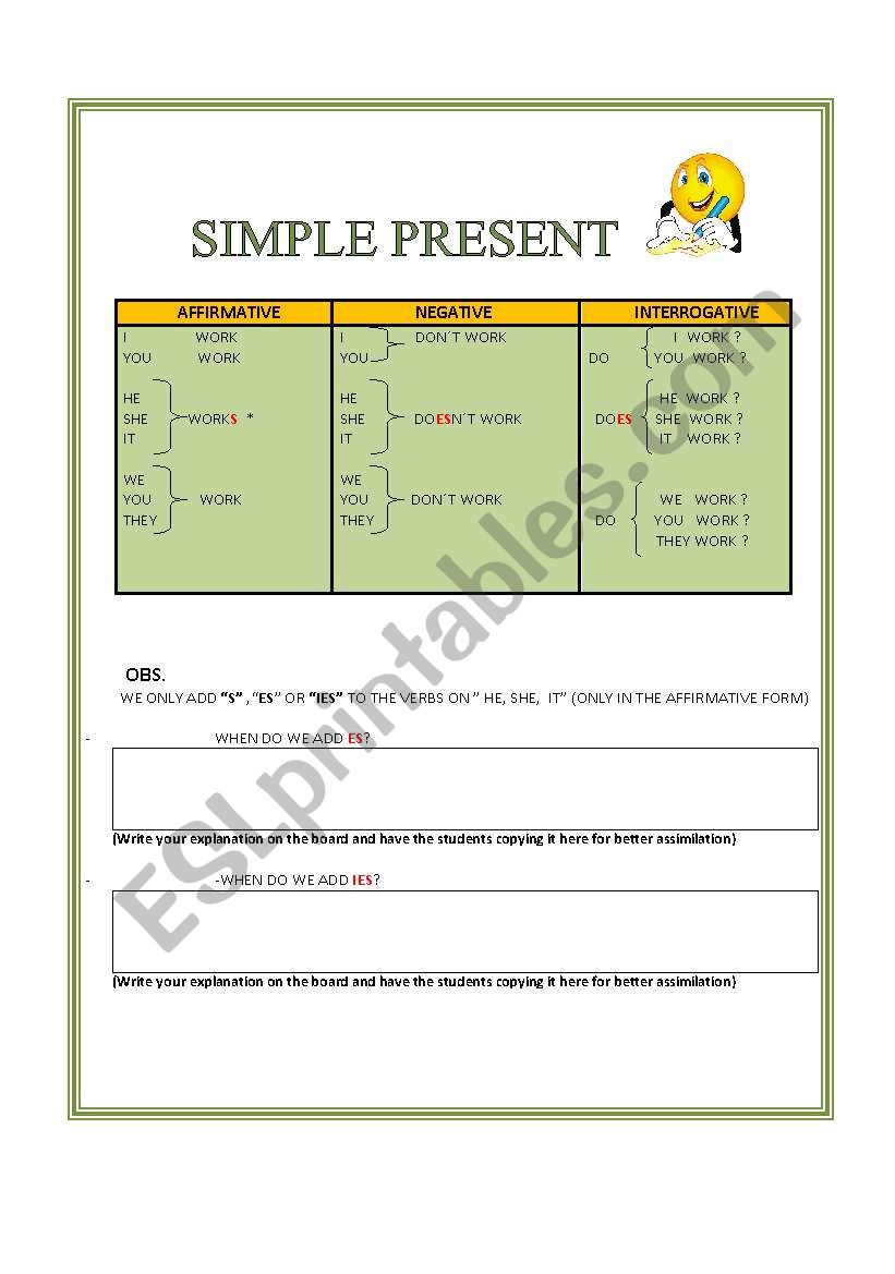 SIMPLE PRESENT worksheet