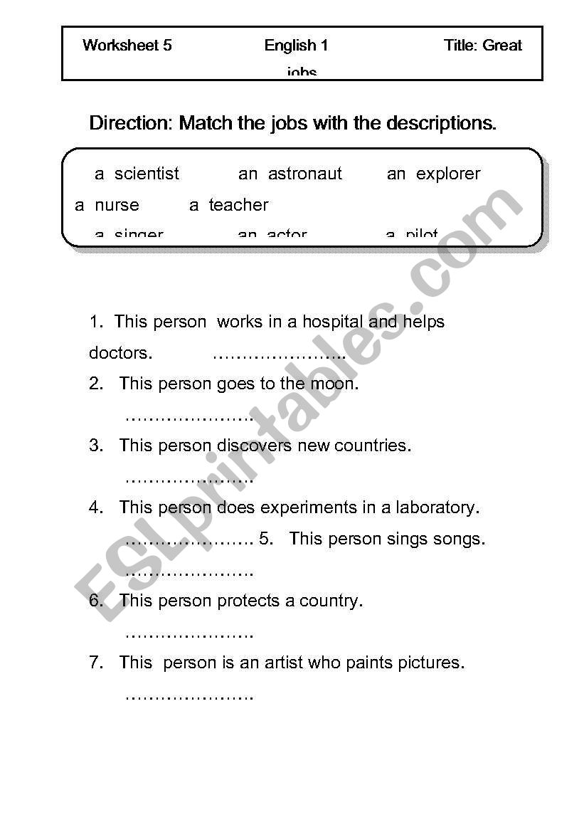 job worksheet