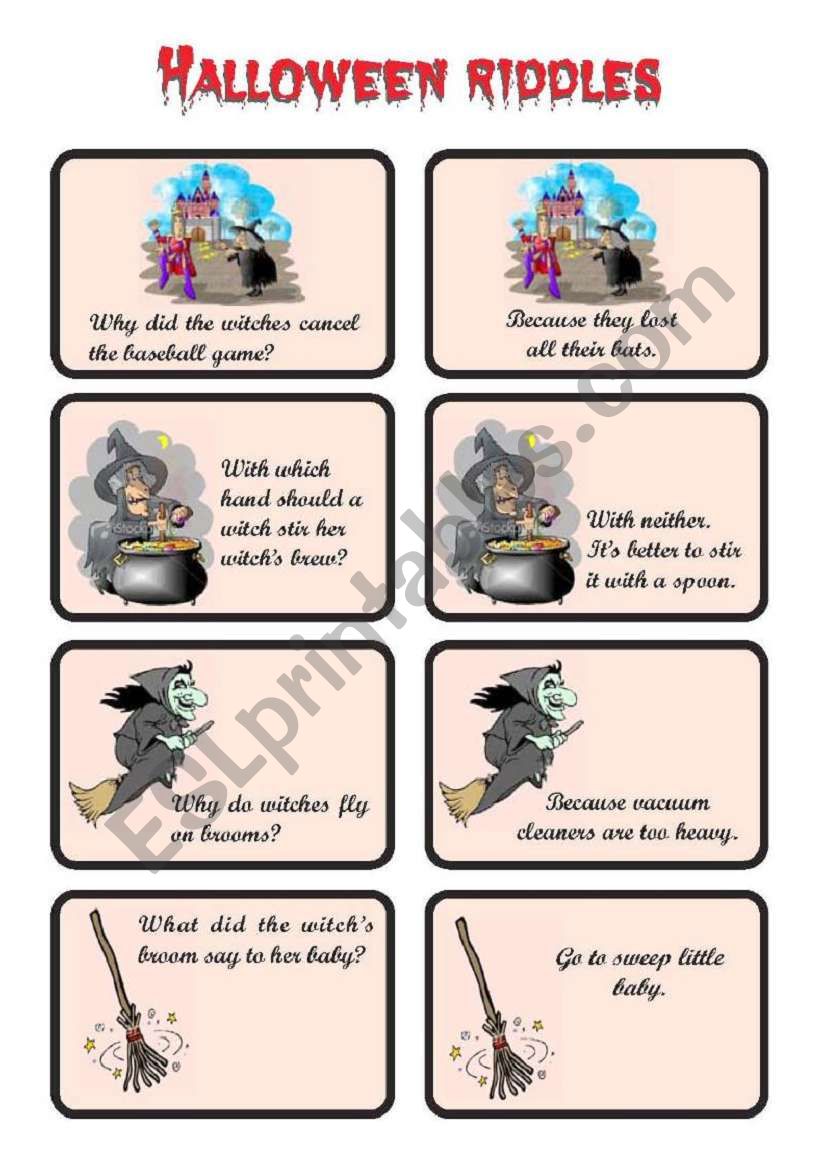 js halloween riddles 03 of 5 - ESL worksheet by joanserra