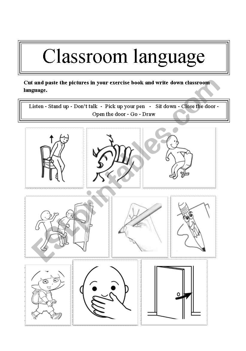 Classroom language worksheet