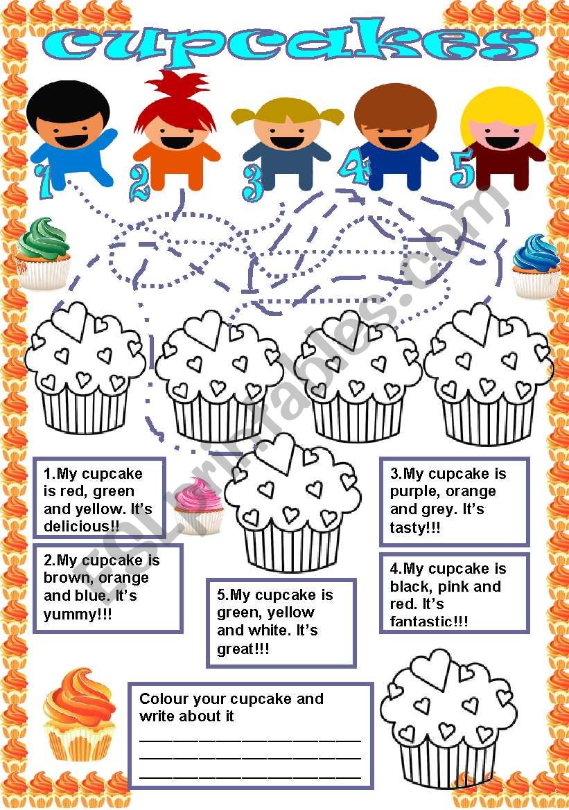 cupcake colours worksheet