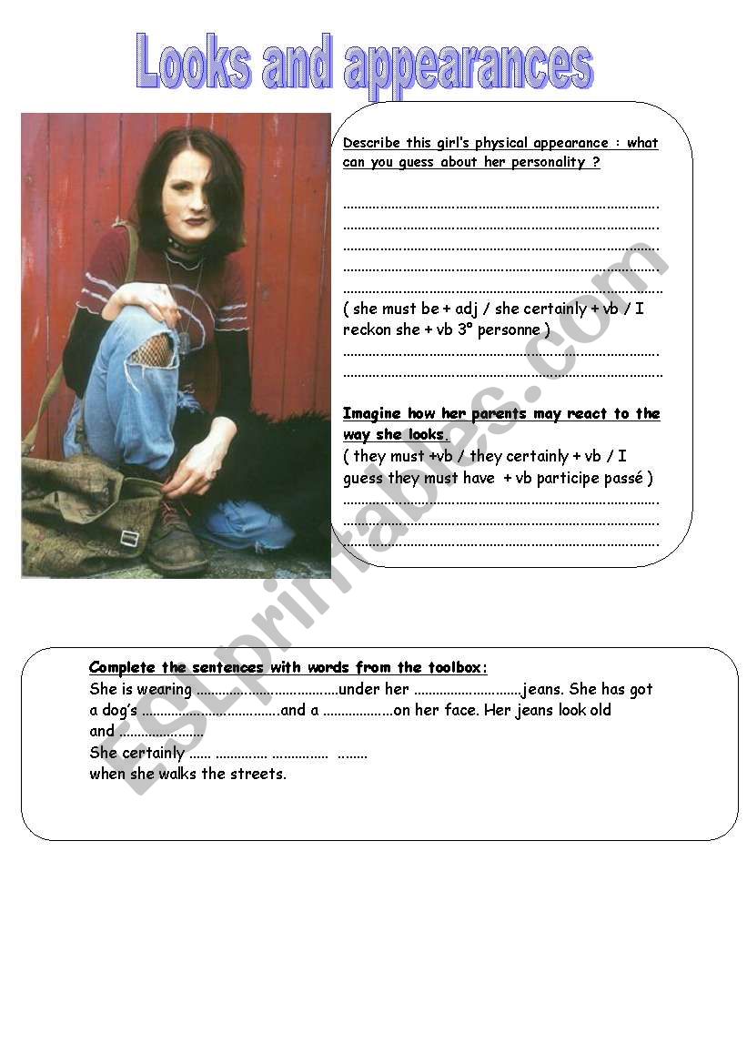 describe this girl worksheet