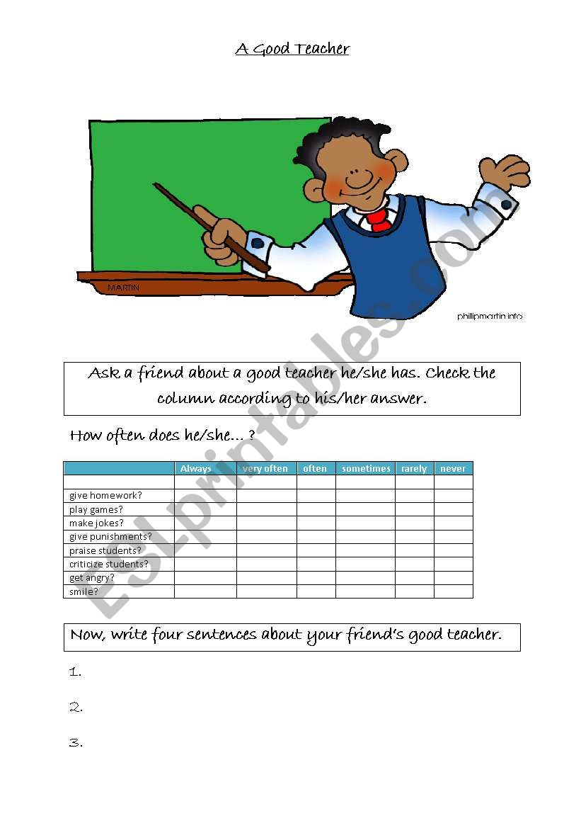 A good Teacher worksheet