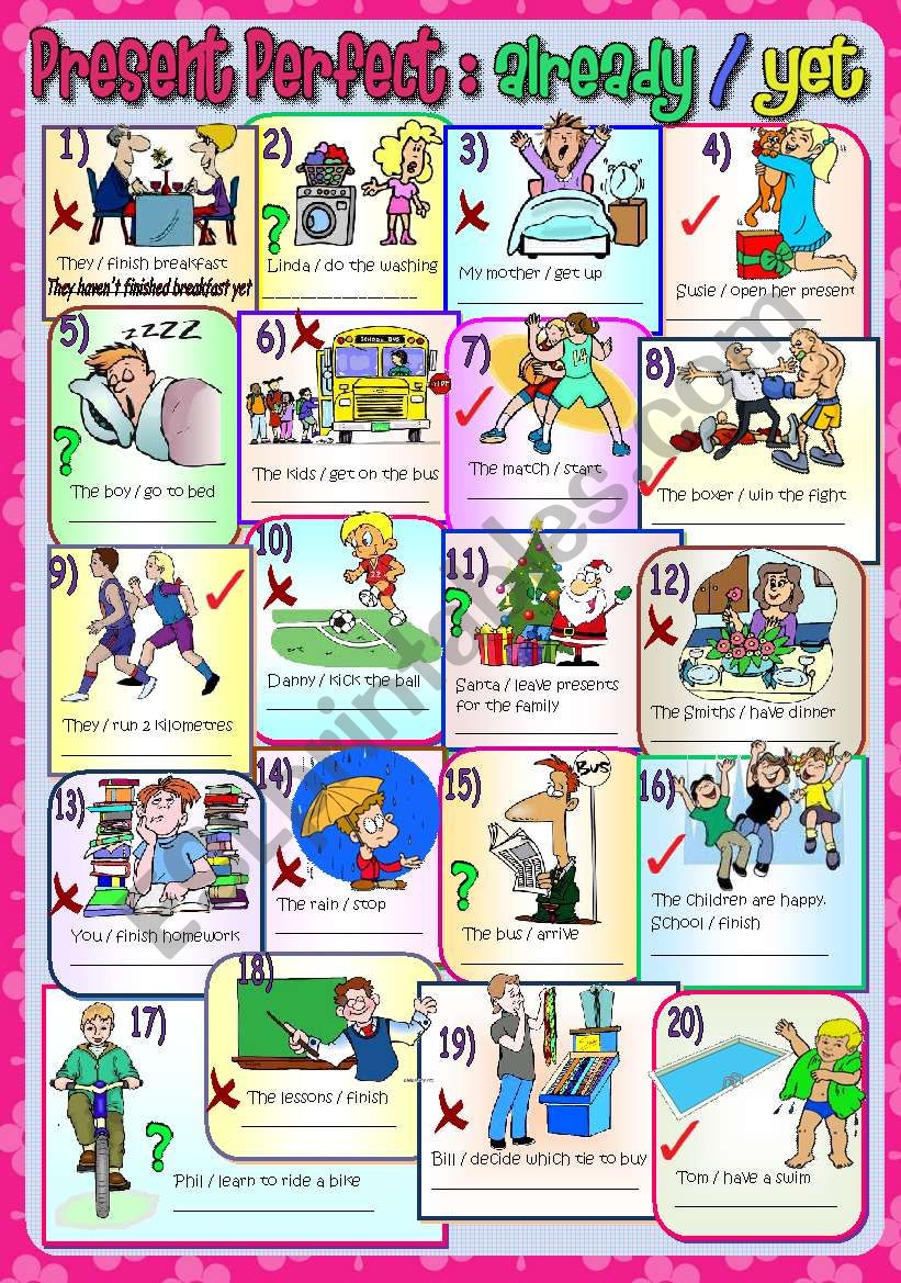 PRESENT PERFECT; ALREADY/ YET worksheet