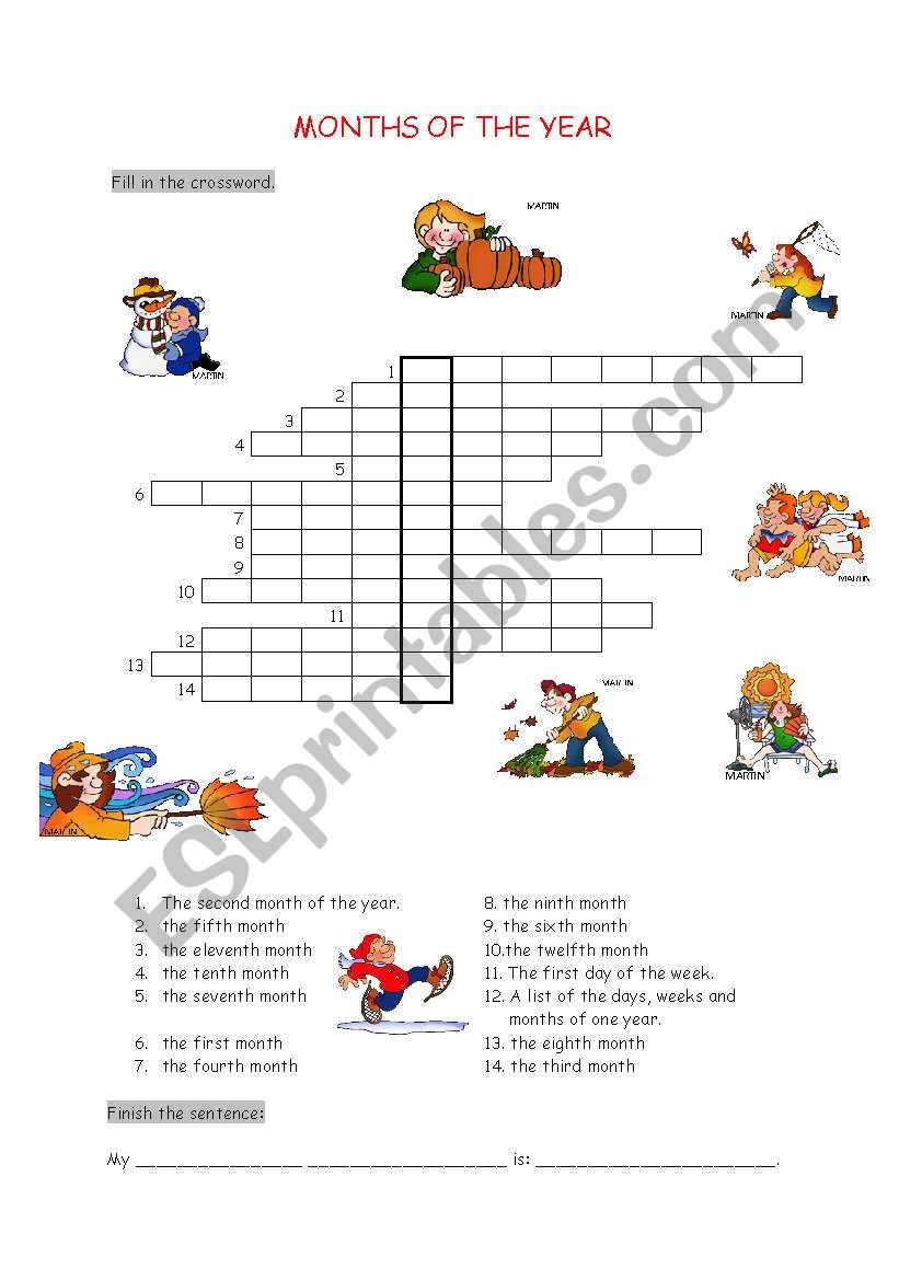 Months of the Year Crossword worksheet
