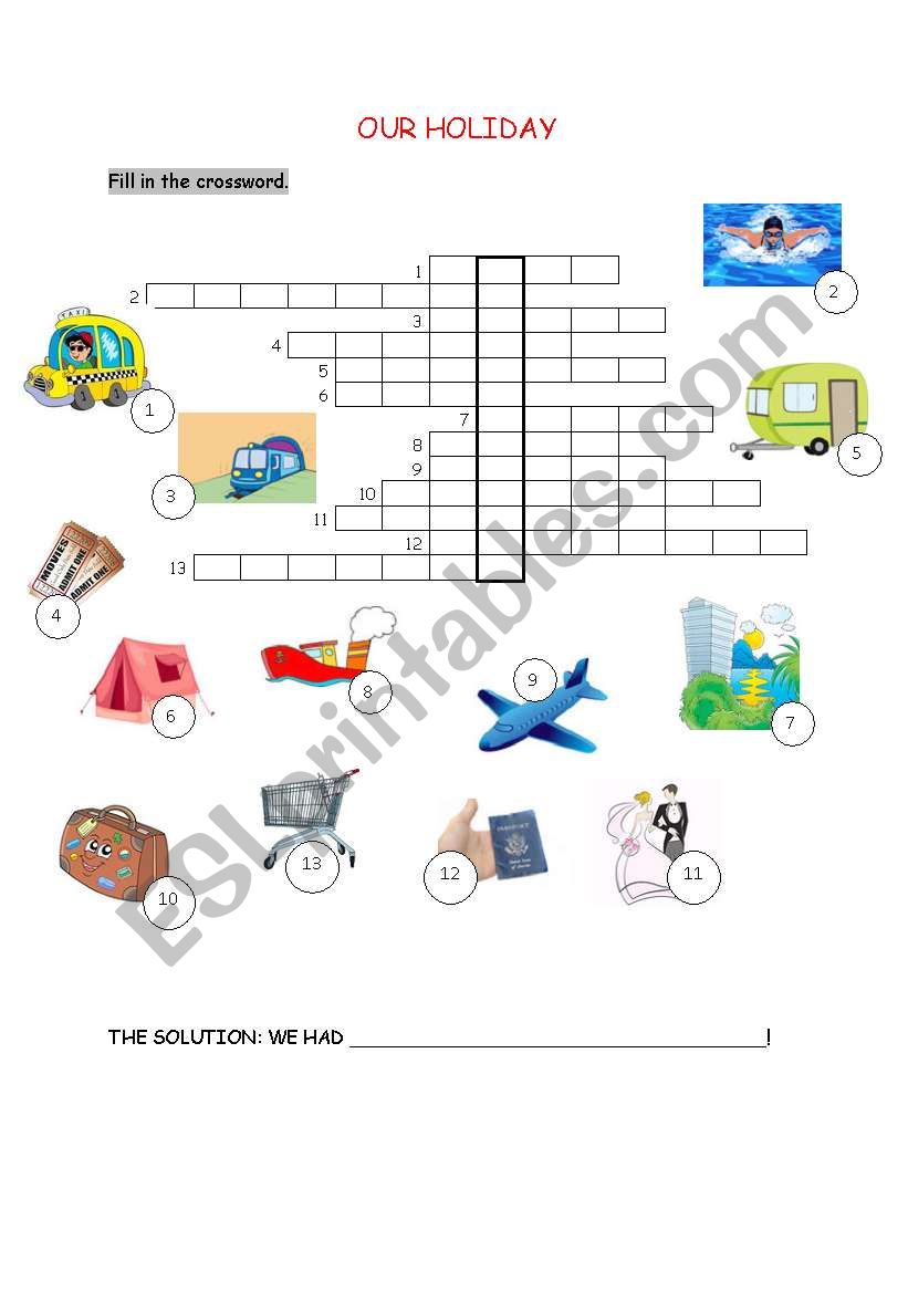 Our Holiday Crossword worksheet