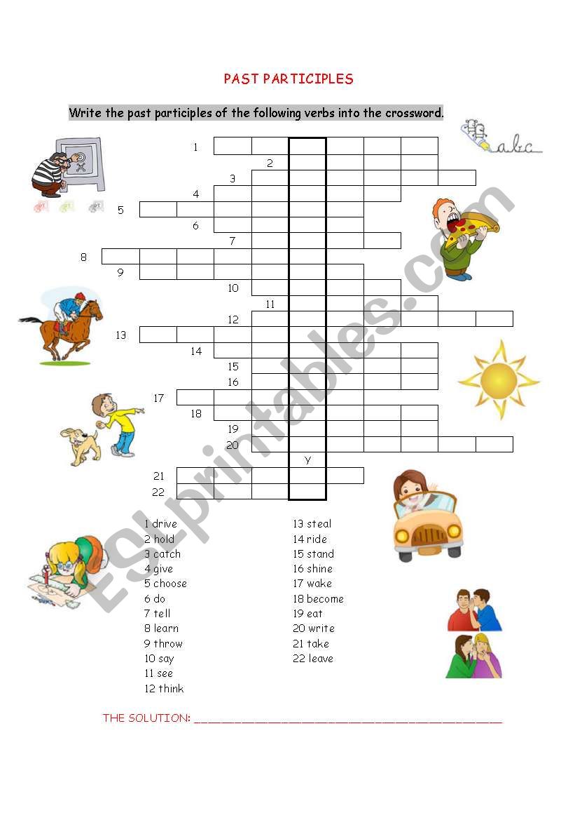 Past Participles Crossword worksheet