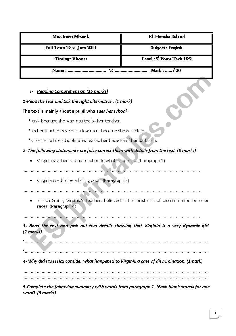 full-term test 3 worksheet