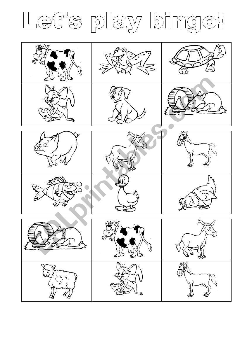 Animals bingo worksheet