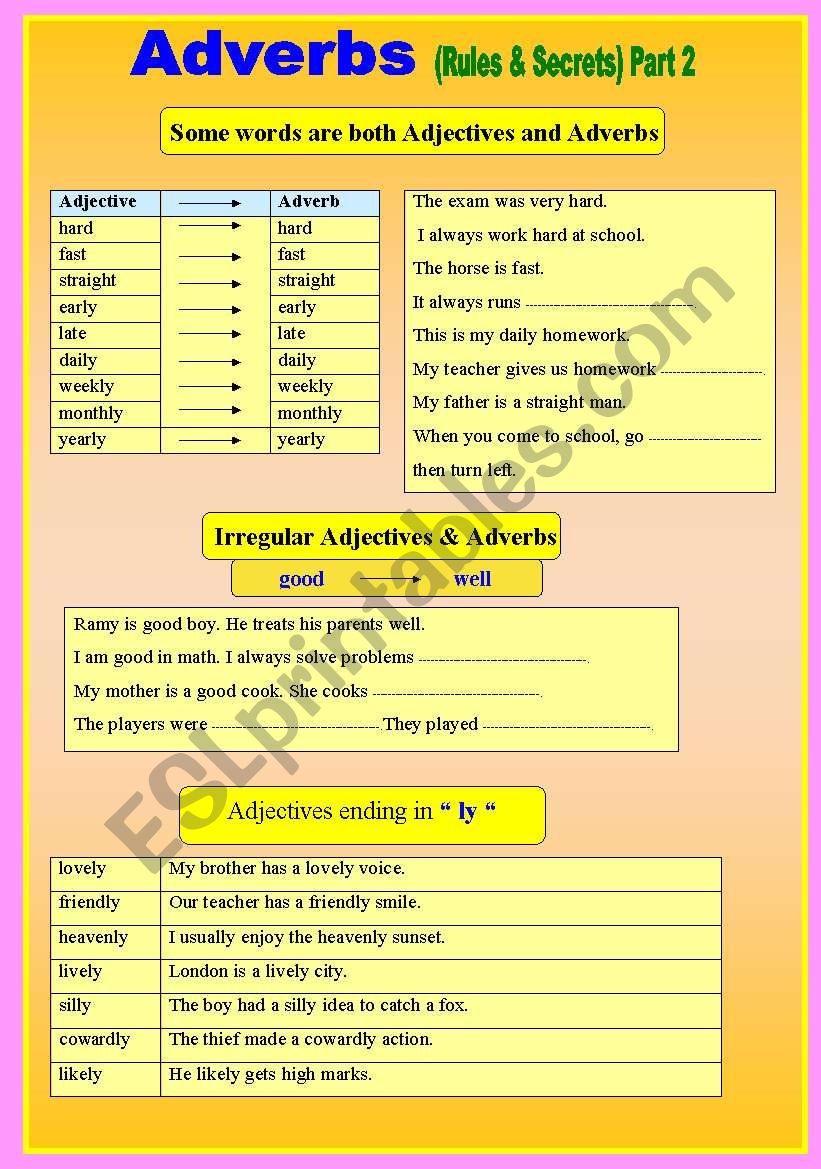 Adverbs ( Rules & Secrets ) Part 2