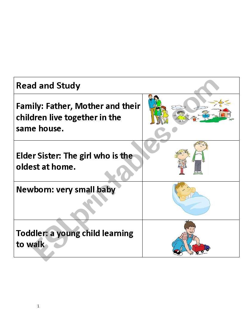 members of family worksheet