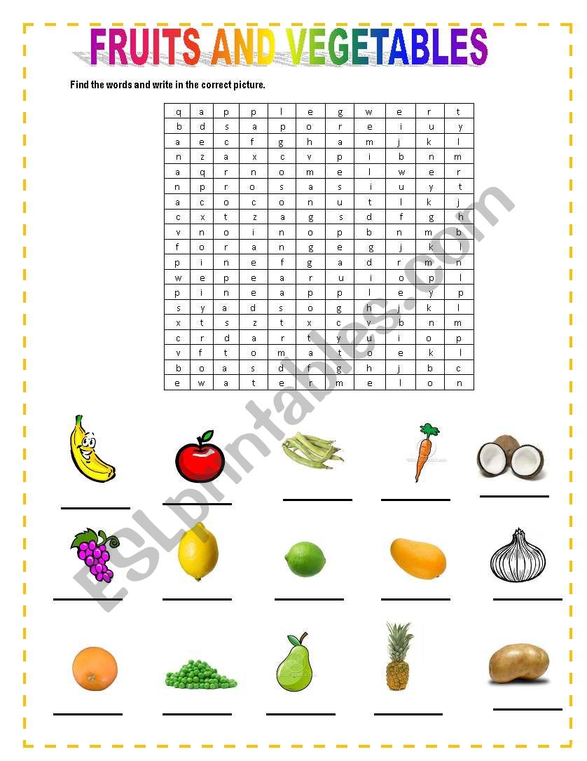 FRUIT CROSSWORD worksheet