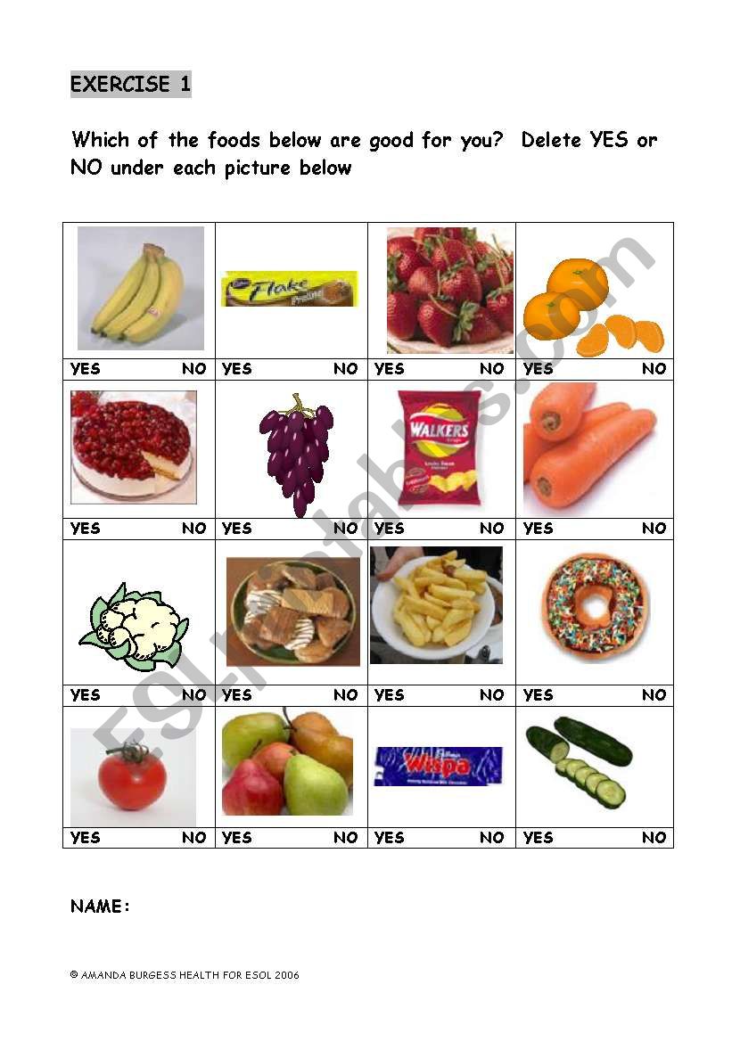 Healthy Food worksheet