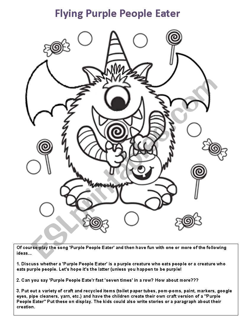 Flying Purple People Eater worksheet