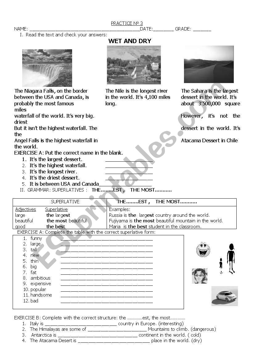WET AND DRY worksheet