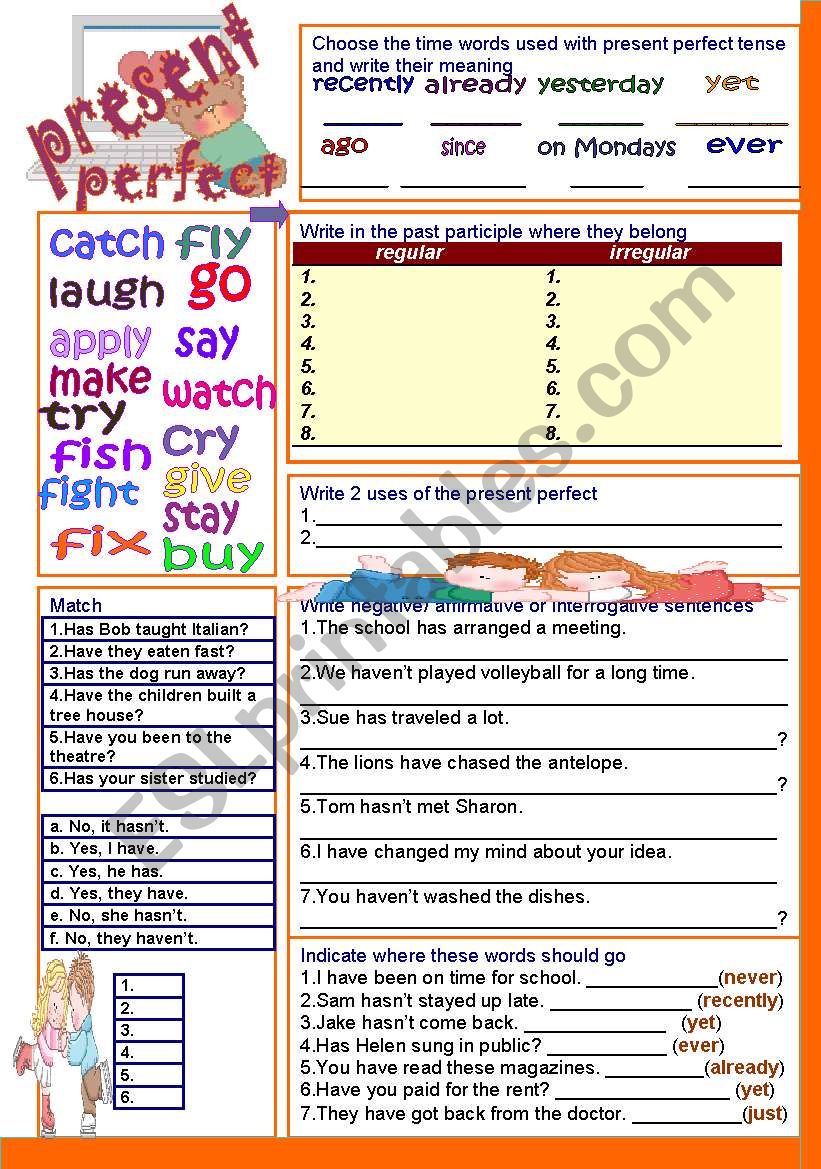 present perfect worksheet