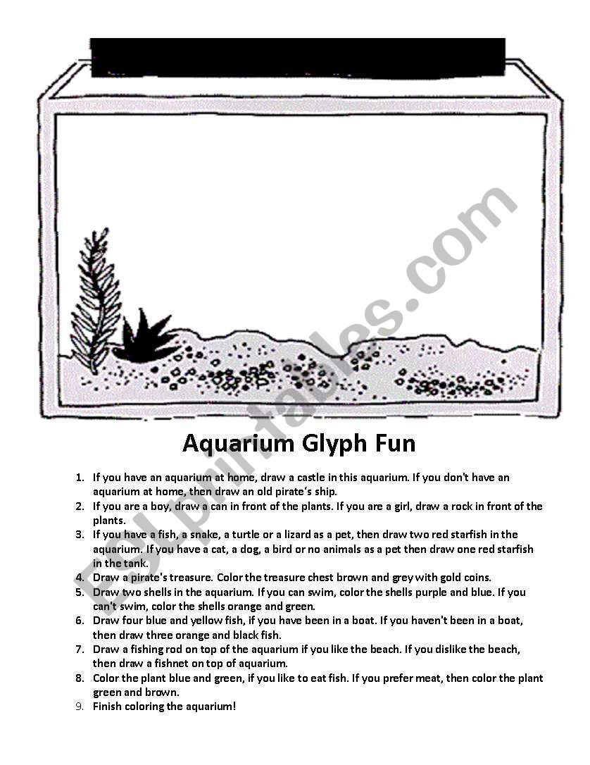 Aquarium Glyph Fun worksheet