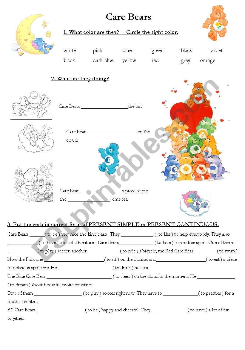 Care Bears - Present Simple and Present Continuous