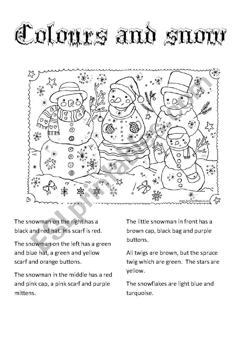COLOURS AND SNOW: worksheet