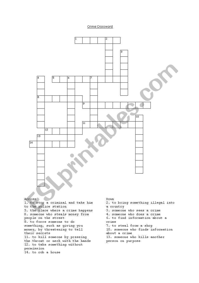 Crime Crossword worksheet