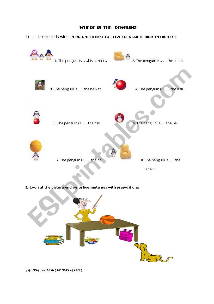 prepositions worksheet