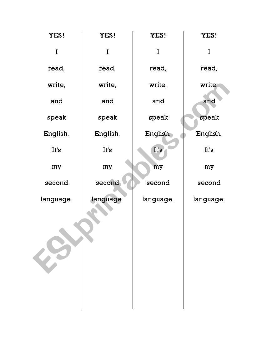 ESL Bookmarks worksheet