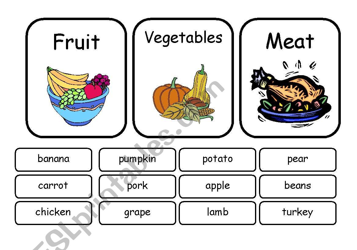 Categories game/worksheet worksheet