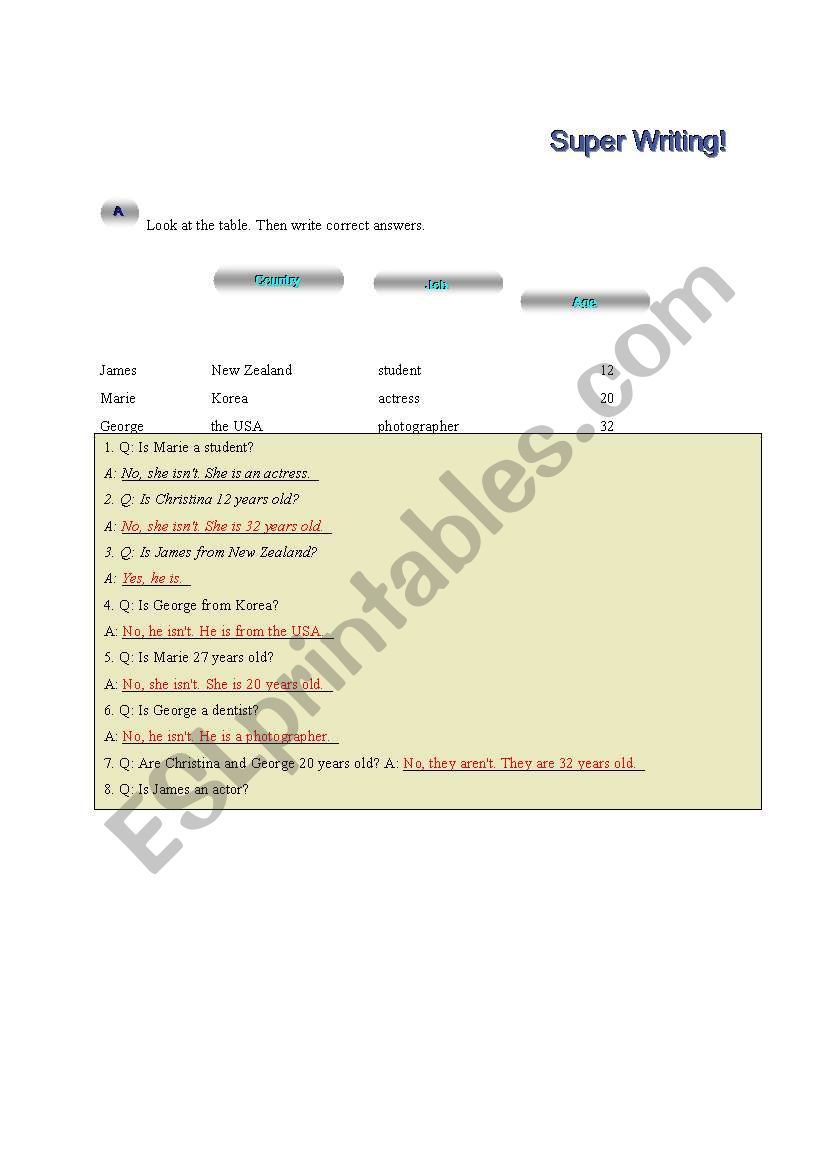 was, were (writing practice)  worksheet