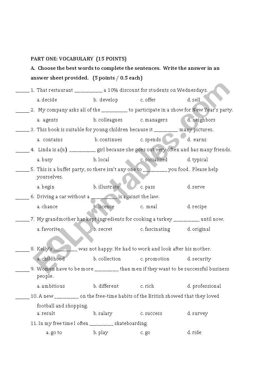 Face2Face Unit 1-3  worksheet