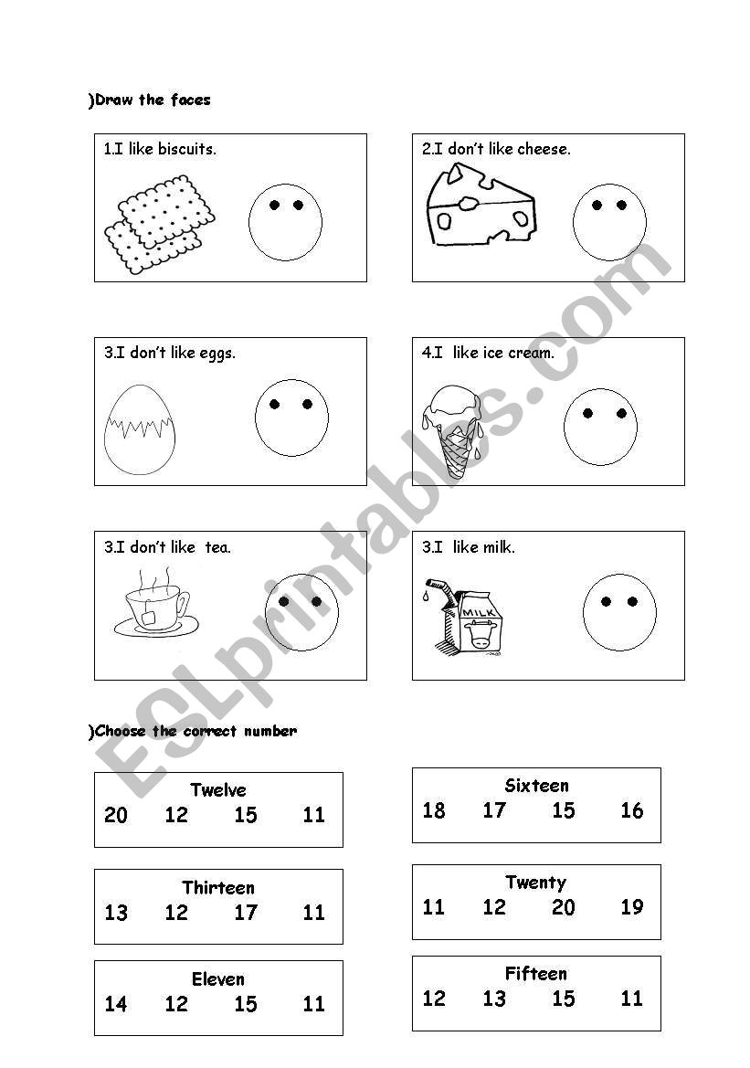 likes and dislikes worksheet