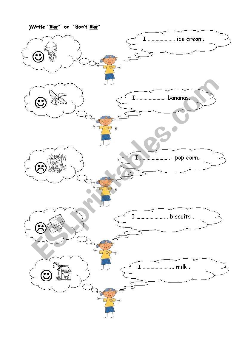 likes and dislikes worksheet