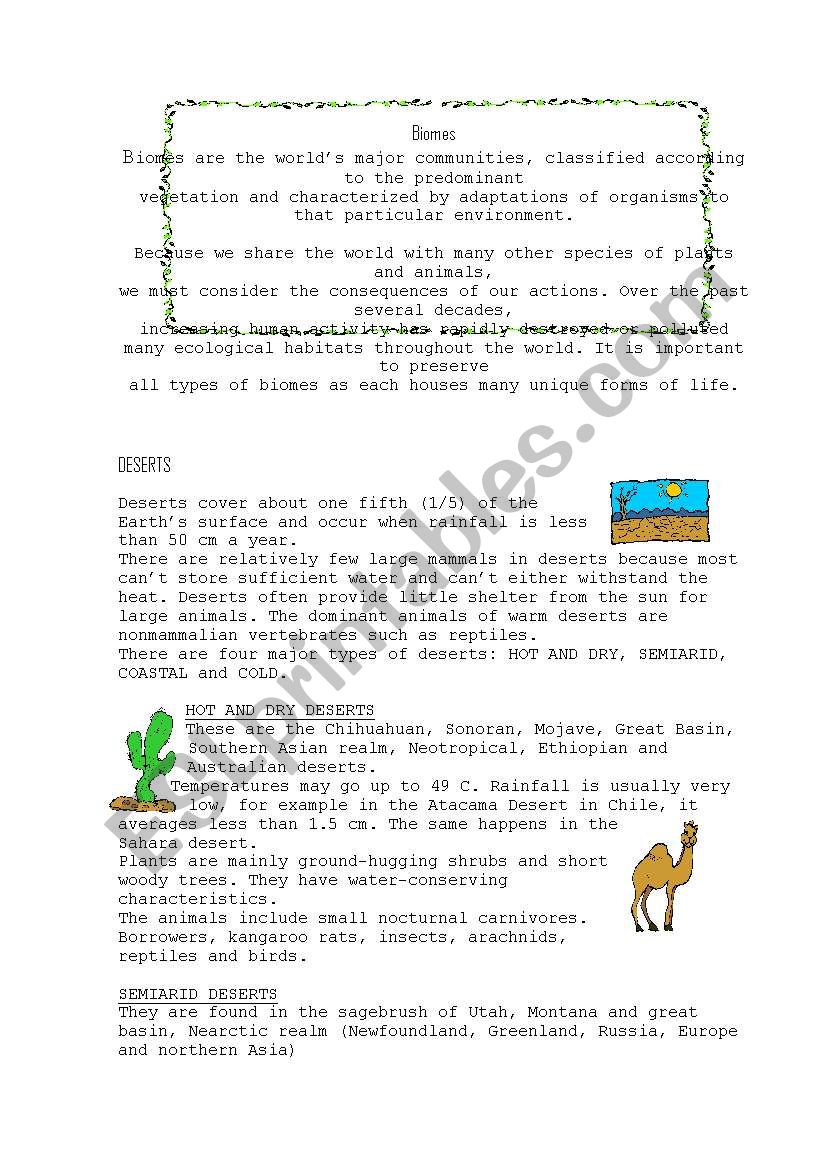 Biomes1 worksheet
