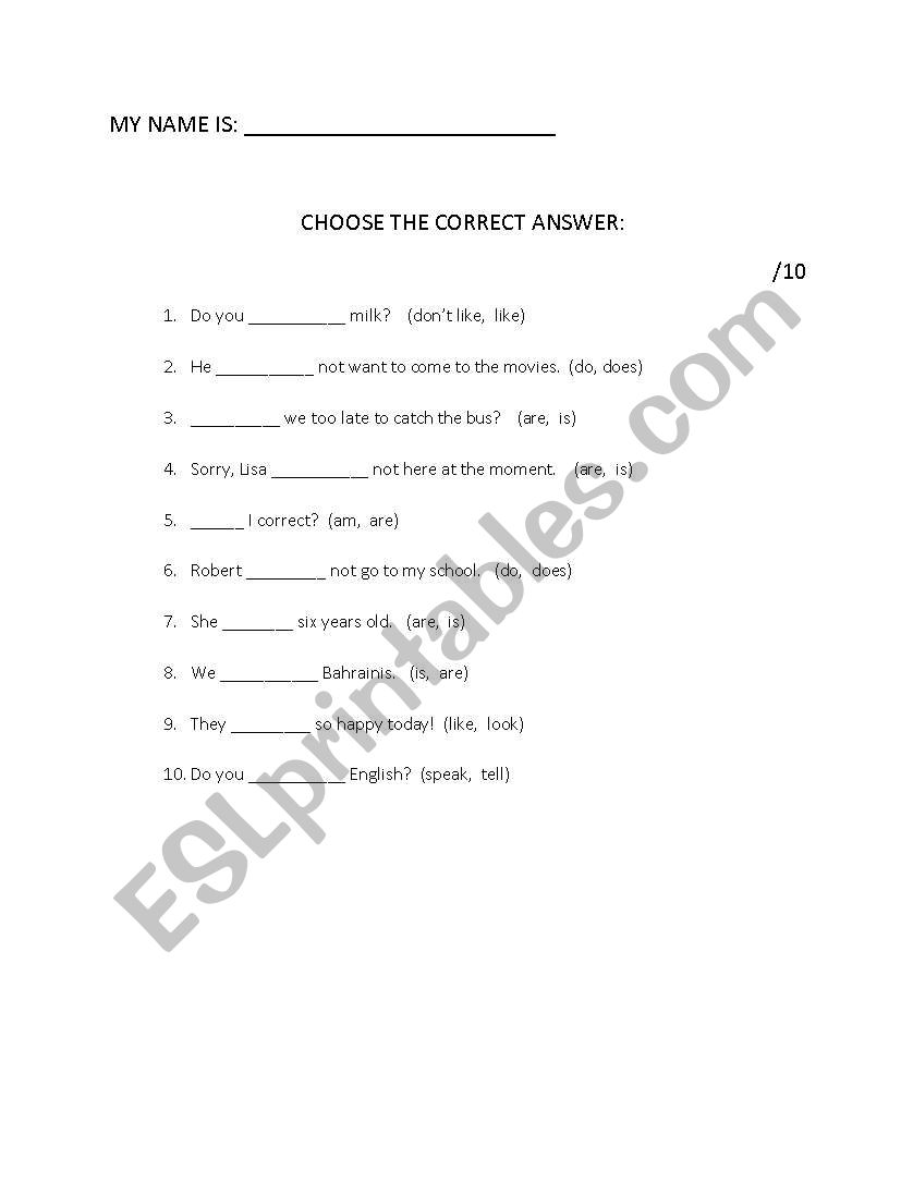 Simple Present Tense Quiz worksheet