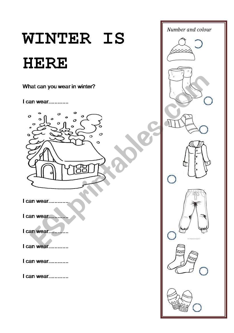 WINTER IS HERE worksheet