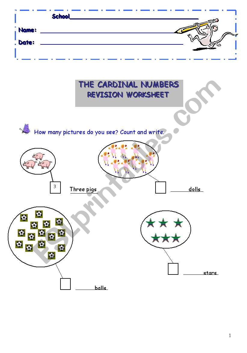 Cardinal numbers revision worksheet