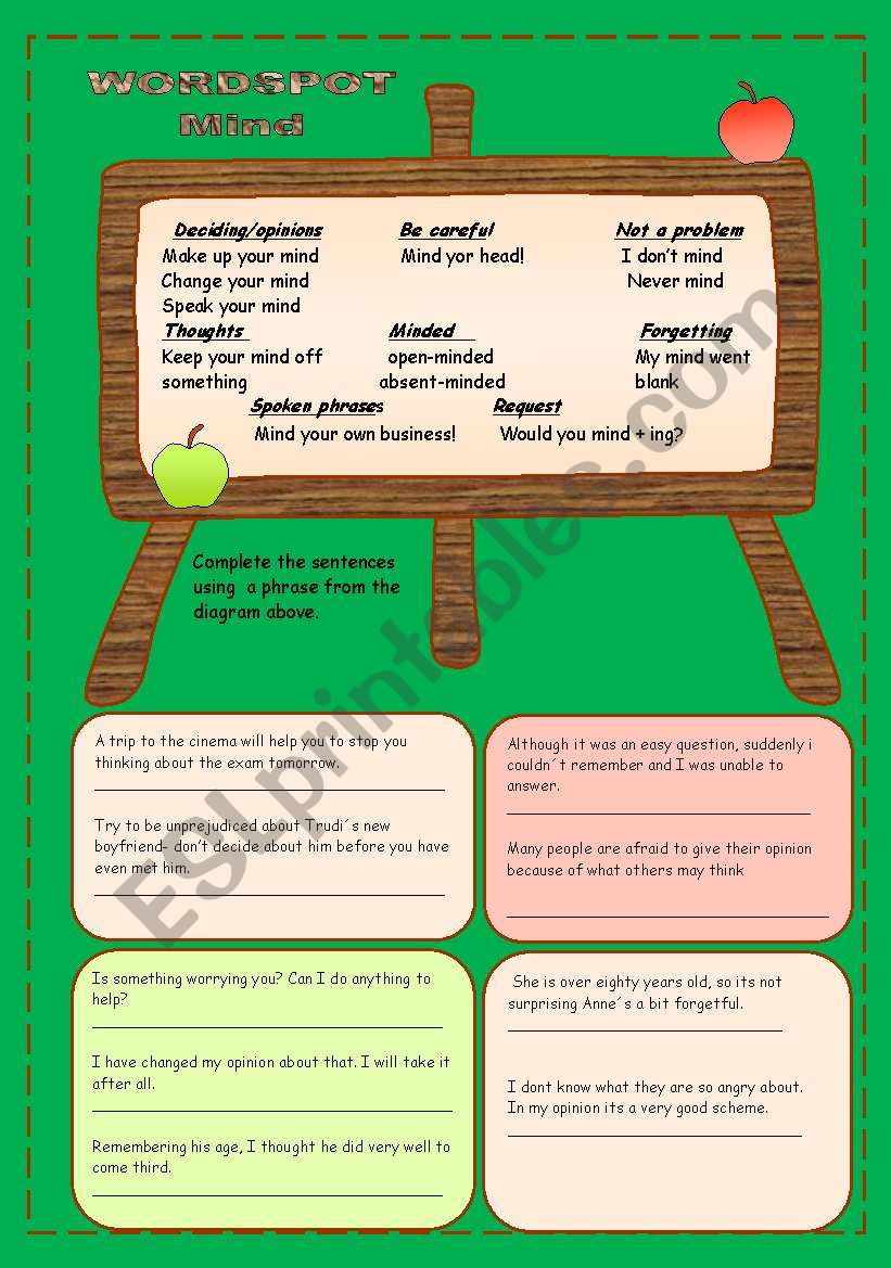 Wordspot mind worksheet