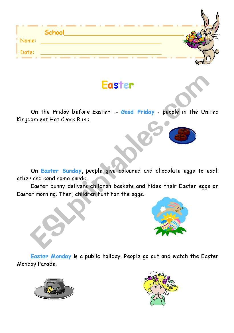 Easter informationsheet worksheet