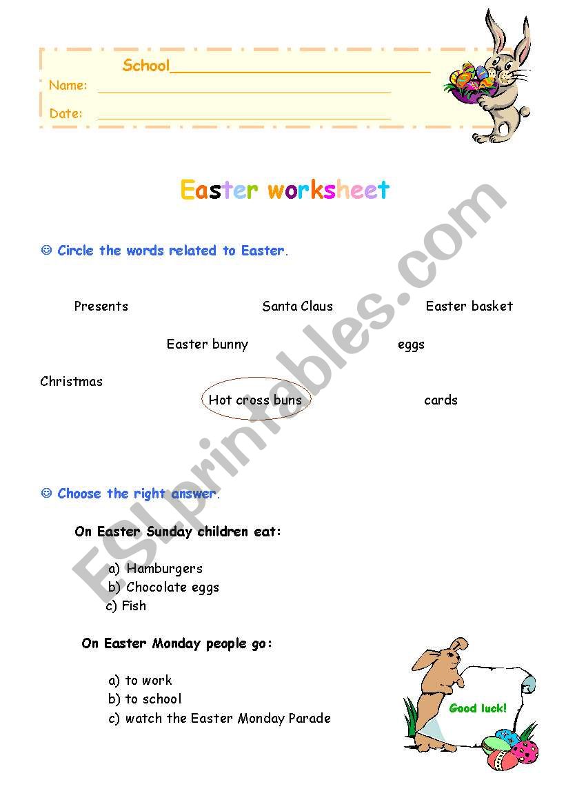 Easter worksheet worksheet