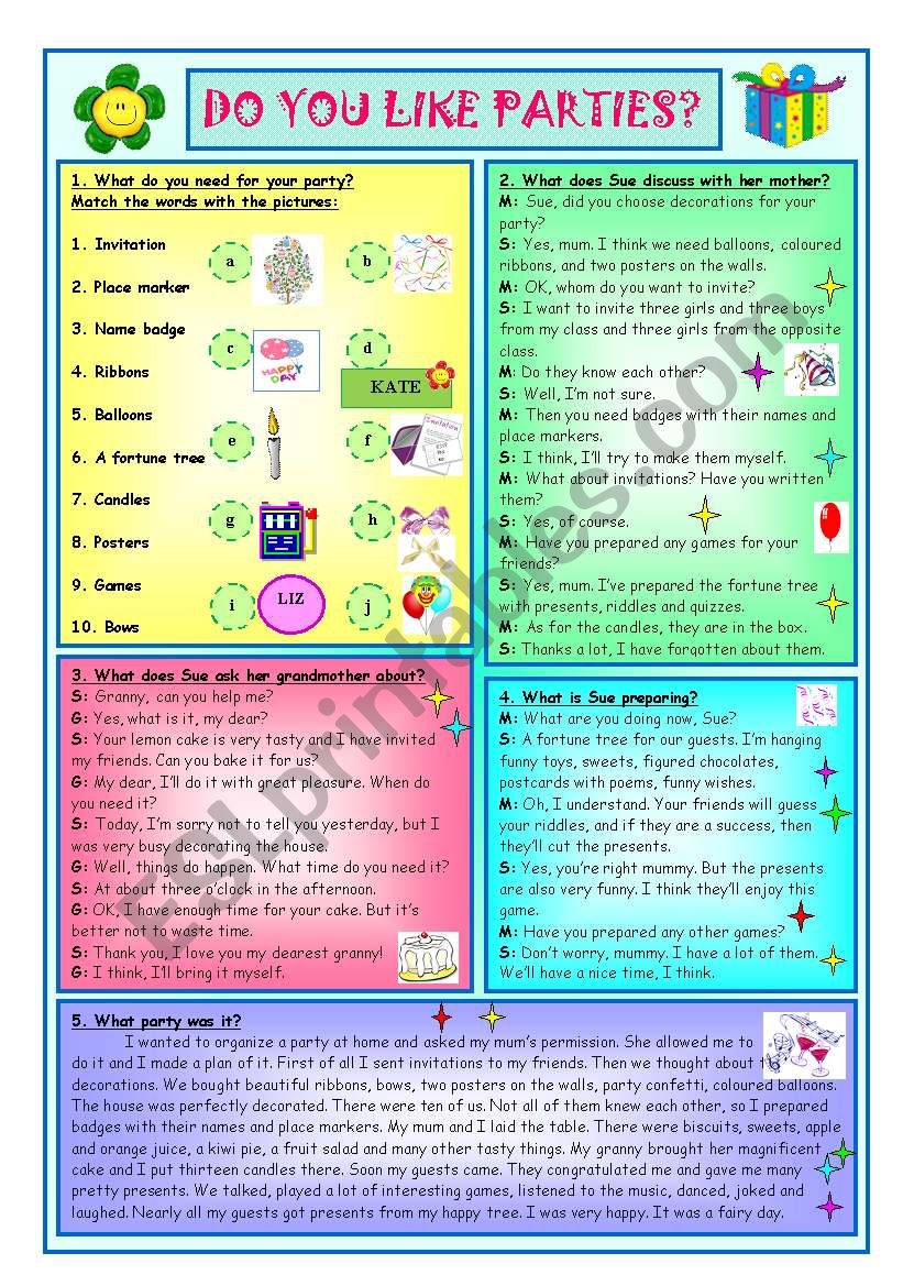 Do You Like Parties? worksheet