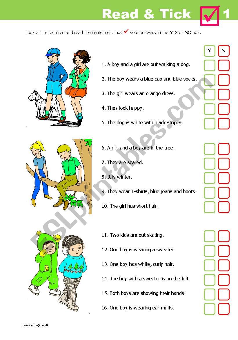 Read & Tick 1 worksheet